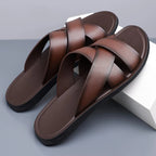 Elegante leren herenslippers