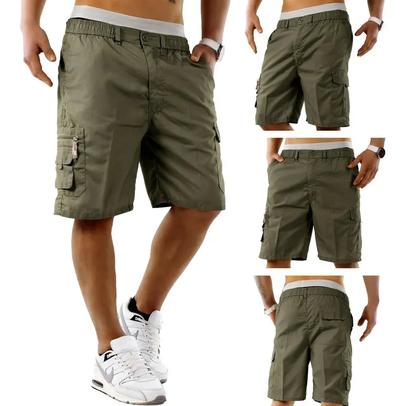 Men's Elasticated Waist Cargo Shorts – Multi-Pocket, Poly Cotton, Loose Fit for Casual Wear---Buy 3 Get Extra 30% Off & Free Shipping