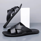 Elegante leren herenslippers