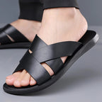 Elegante leren herenslippers