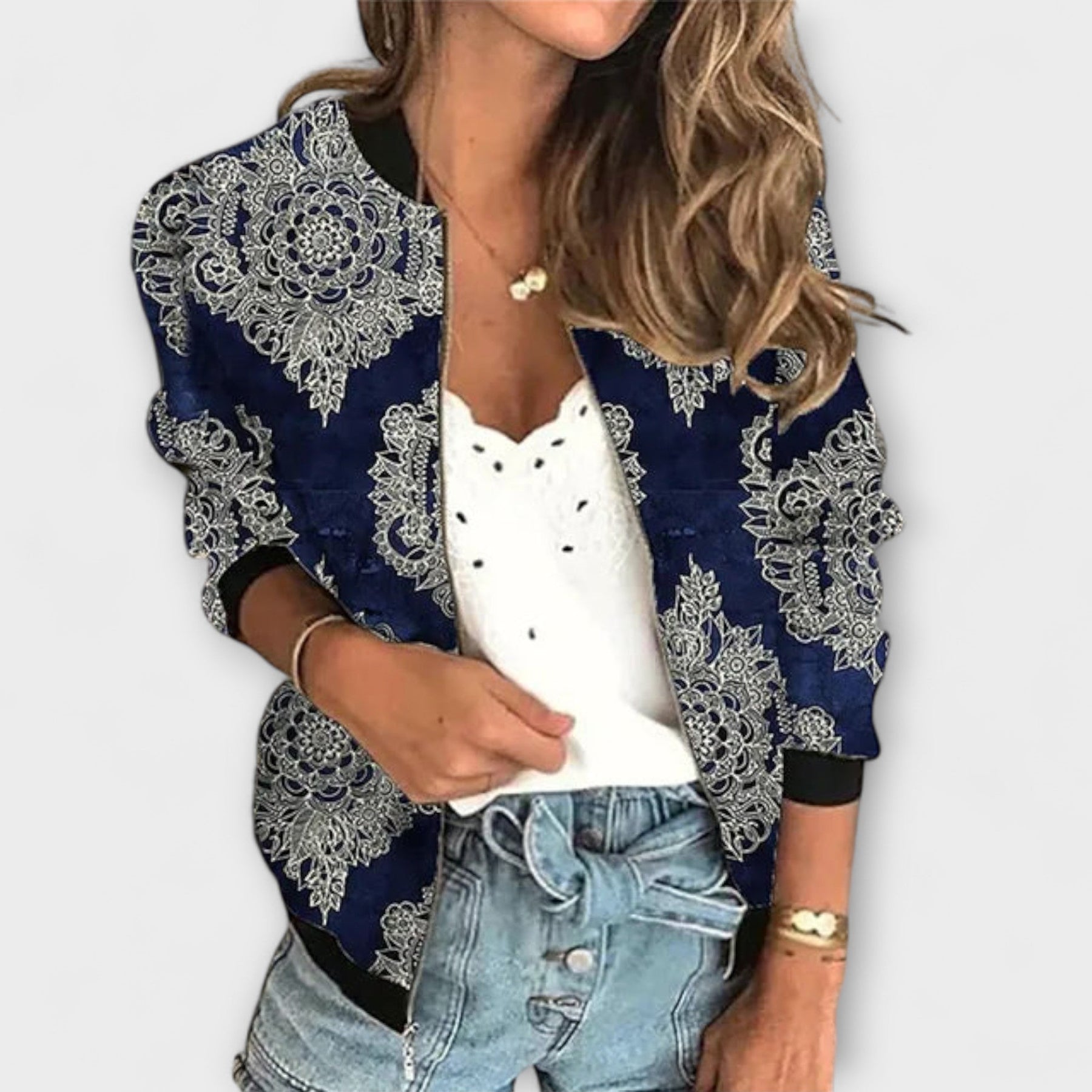 Aurora | Bedruckte Reißverschlussjacke für Damen
