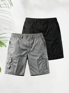 Men's Elasticated Waist Cargo Shorts – Multi-Pocket, Poly Cotton, Loose Fit for Casual Wear---Buy 3 Get Extra 30% Off & Free Shipping