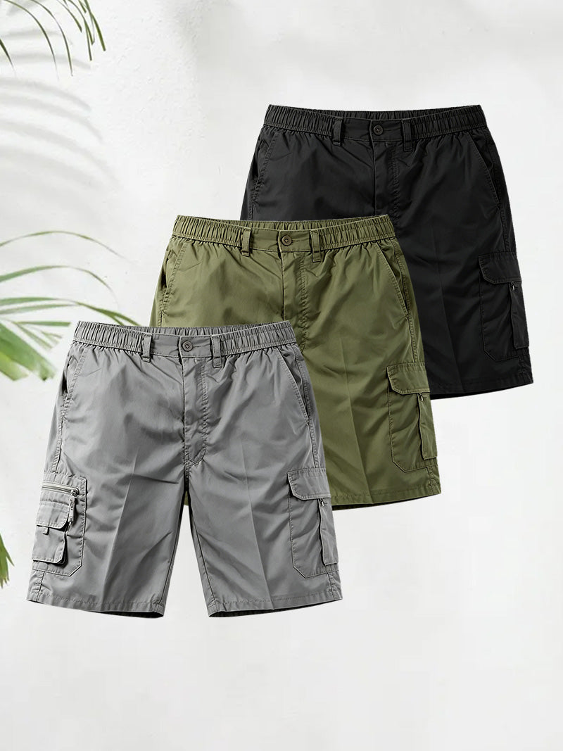Men's Elasticated Waist Cargo Shorts – Multi-Pocket, Poly Cotton, Loose Fit for Casual Wear---Buy 3 Get Extra 30% Off & Free Shipping