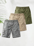 Men's Elasticated Waist Cargo Shorts – Multi-Pocket, Poly Cotton, Loose Fit for Casual Wear---Buy 3 Get Extra 30% Off & Free Shipping