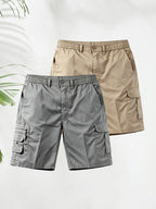 Men's Elasticated Waist Cargo Shorts – Multi-Pocket, Poly Cotton, Loose Fit for Casual Wear---Buy 3 Get Extra 30% Off & Free Shipping