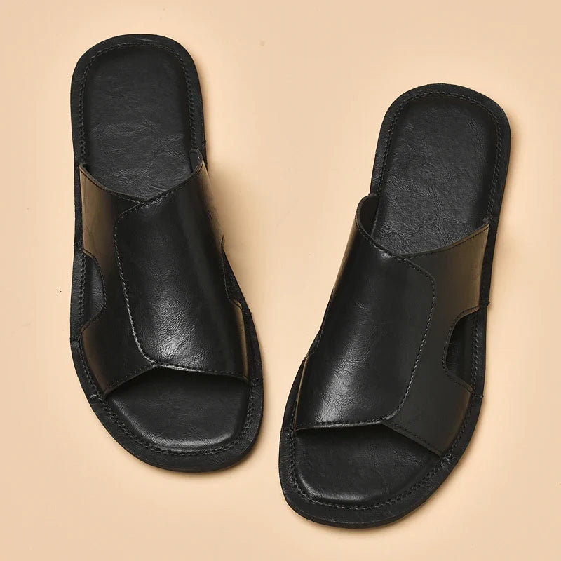 Elegante leren herenslippers