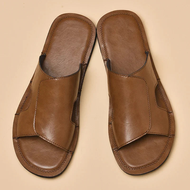 Elegante leren herenslippers