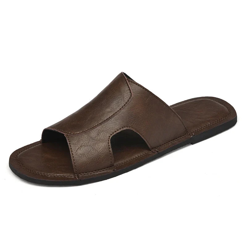 Elegante leren herenslippers