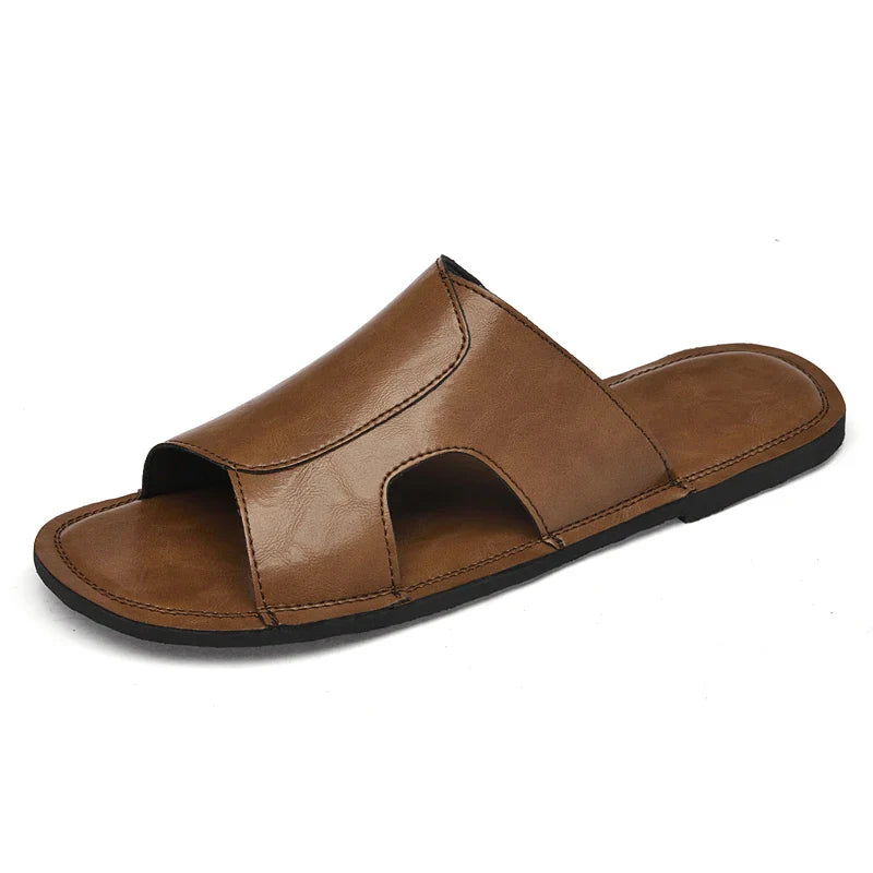 Elegante leren herenslippers