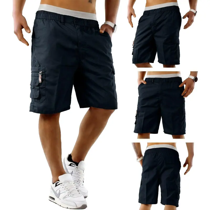 Men's Elasticated Waist Cargo Shorts – Multi-Pocket, Poly Cotton, Loose Fit for Casual Wear---Buy 3 Get Extra 30% Off & Free Shipping
