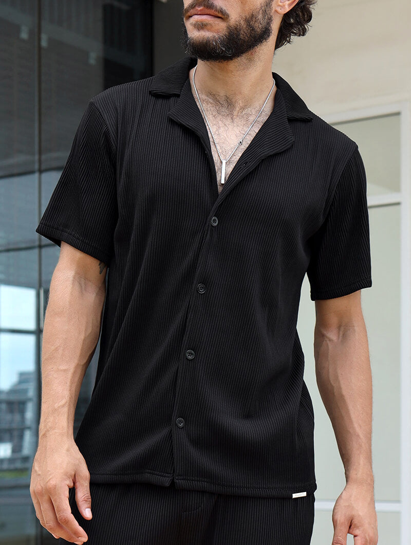 Bailey Ribbed Shirt - Black