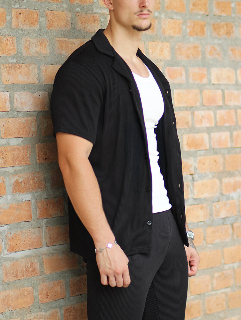 Bailey Ribbed Shirt - Black