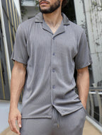 Bailey Ribbed Shirt - Grey