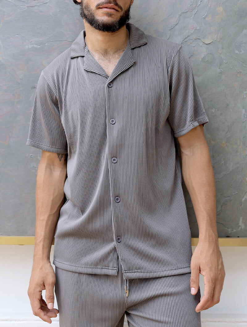 Bailey Ribbed Shirt - Grey