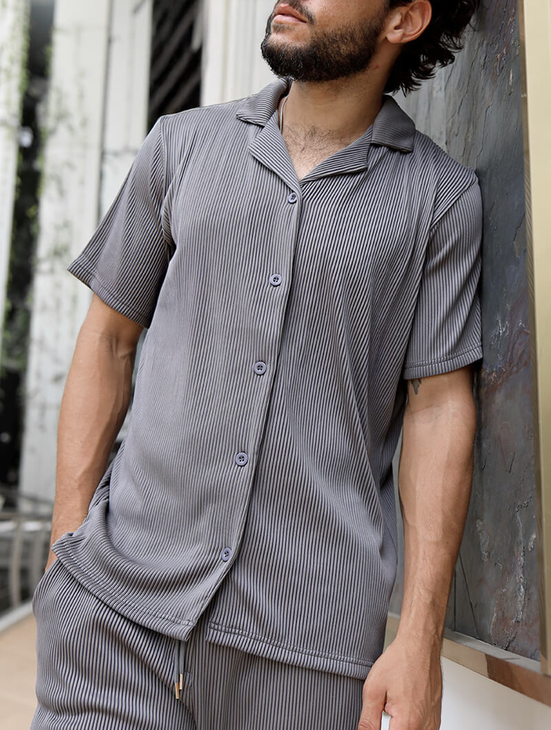 Bailey Ribbed Shirt - Grey