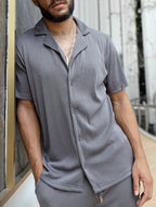 Bailey Ribbed Shirt - Grey