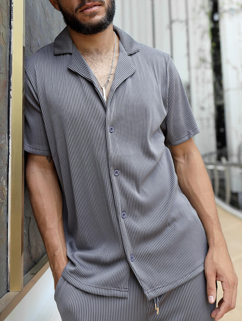 Bailey Ribbed Shirt - Grey