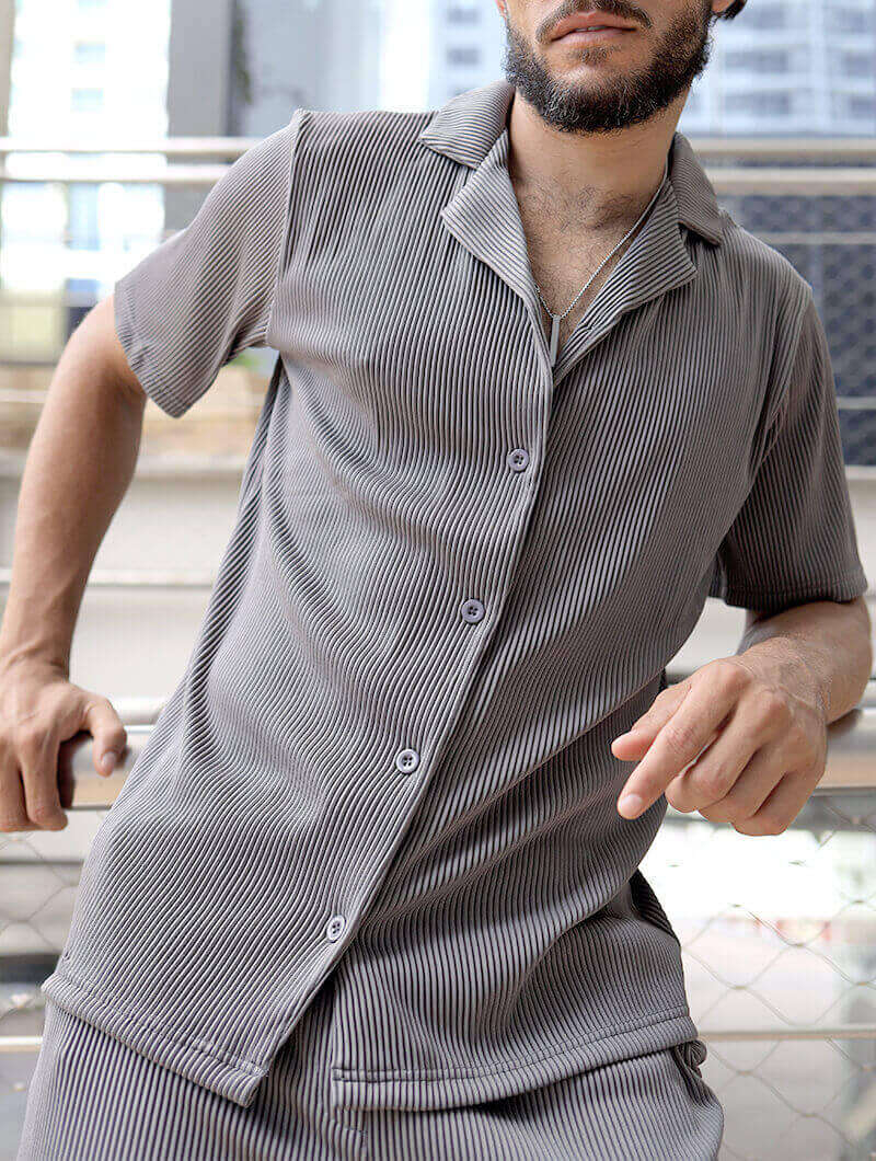 Bailey Ribbed Shirt - Grey