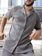 Bailey Ribbed Shirt - Grey