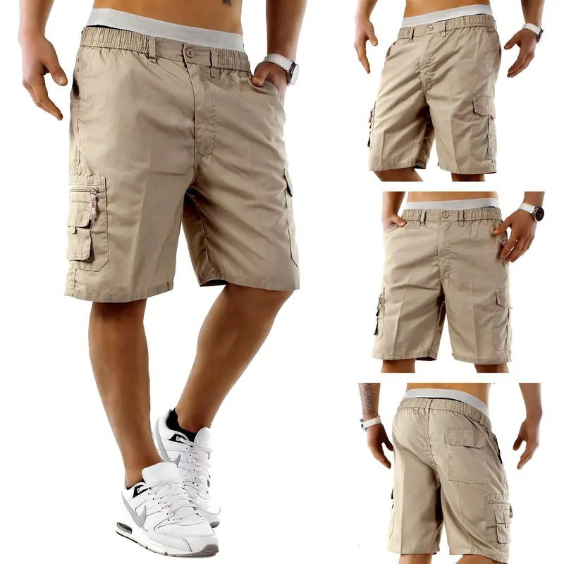 Men's Elasticated Waist Cargo Shorts – Multi-Pocket, Poly Cotton, Loose Fit for Casual Wear---Buy 3 Get Extra 30% Off & Free Shipping