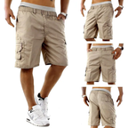 Men's Elasticated Waist Cargo Shorts – Multi-Pocket, Poly Cotton, Loose Fit for Casual Wear---Buy 3 Get Extra 30% Off & Free Shipping